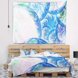 Blue White Dramatic Clouds Abstract Wall Tapestry, 60"x50"