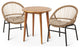 Meriden Outdoor Wicker and Acacia Wood 3 Piece Bistro Set With Cushion