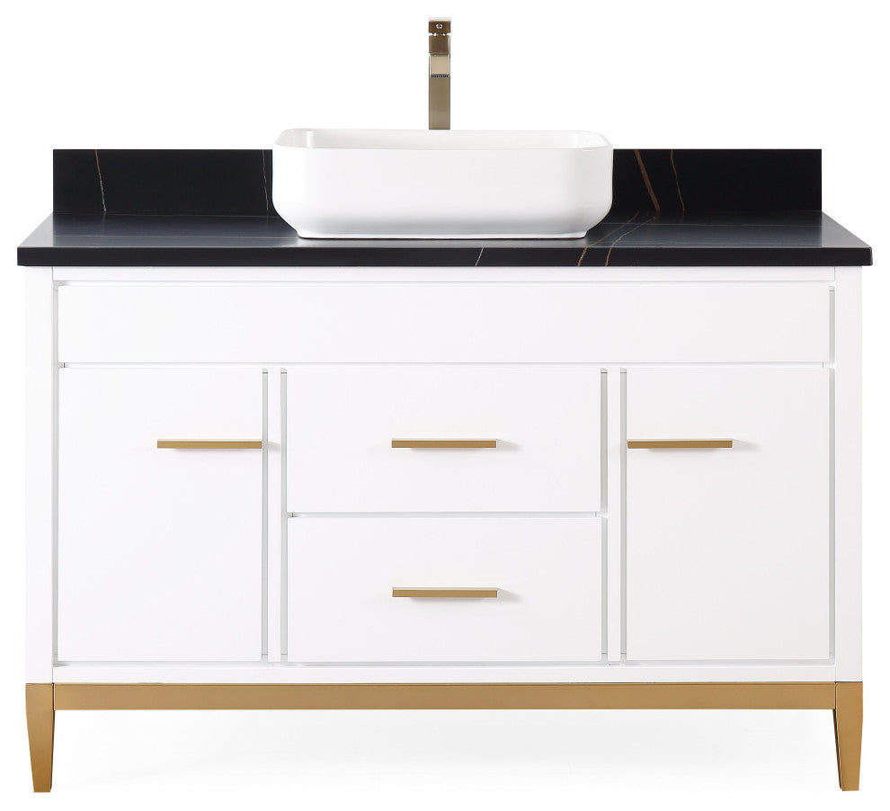 48" Tennant Brand Modern Style White  Beatrice Vessel Sink Bathroom Vanity