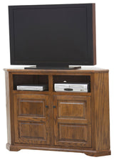 Oak Ridge, Tall 56" Wide Corner TV Console, Yellow Oak