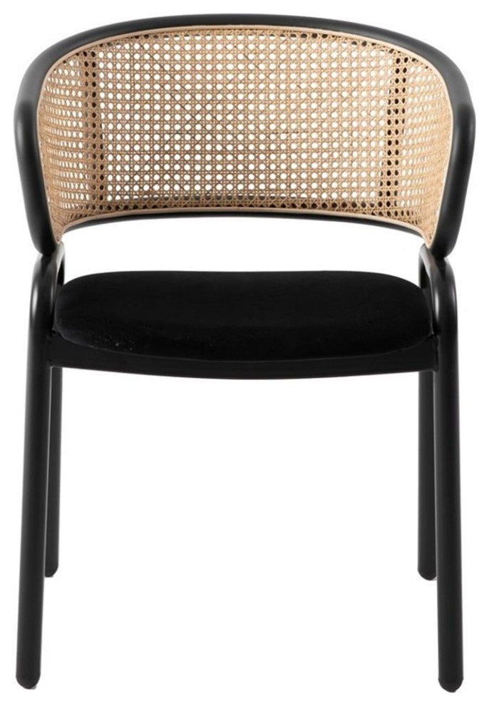 LeisureMod Ervilla Modern Dining Chair with Velvet Seat Set of 4 Black