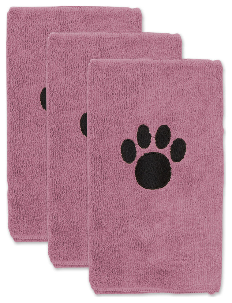 Rose Embroidered Paw Small Pet Towel (Set of 3)