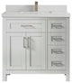 Cambridge 36 Center Sink Bath Vanity in Coventry Gray 2" Carrara Quartz