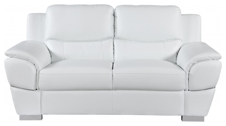 Chic White Leather Sofa Set