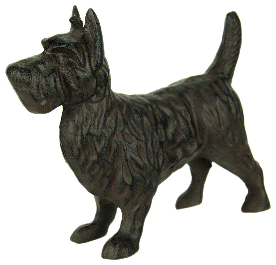Rustic Brown Cast Iron Scottish Terrier Dog Statue