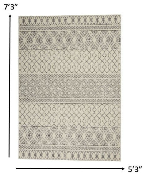 5' X 7' Gray Geometric Power Loom Area Rug