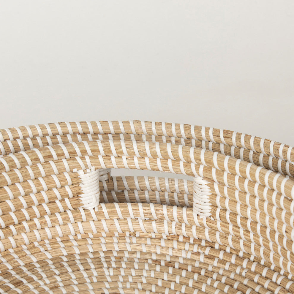 Kalama Set of 2 Large Round Seagrass Trays With Handles