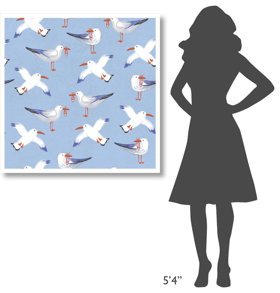 "Coastal Birds Pattern II" Digital Paper Print by Farida Zaman, 38"x38"