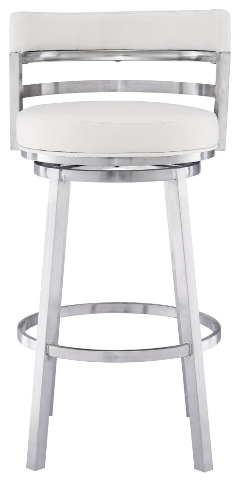 Madrid Contemporary 30" Bar Height Barstool in Brushed Stainless Steel Finish