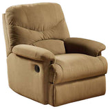 Arcadia Glider Recliner, Light Brown Microfiber