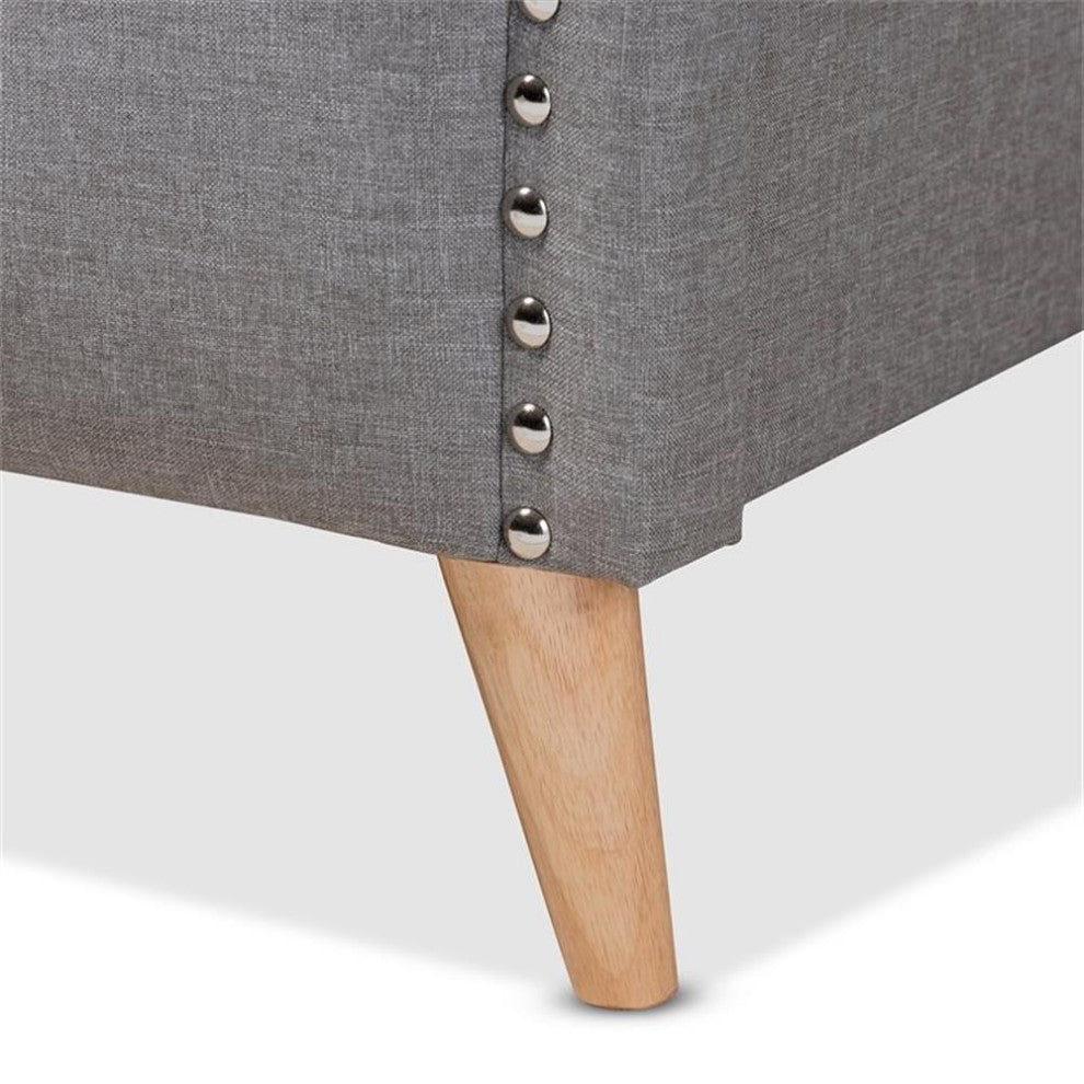Felisa Modern Grey Fabric Upholster Button Tufted King Platform Bed