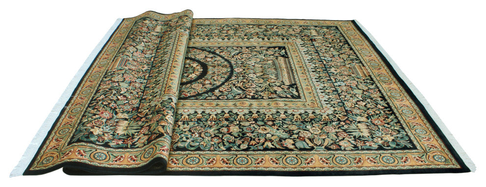 Pak-Persian Dua Black/Light Green Rug, 9'1x12'7