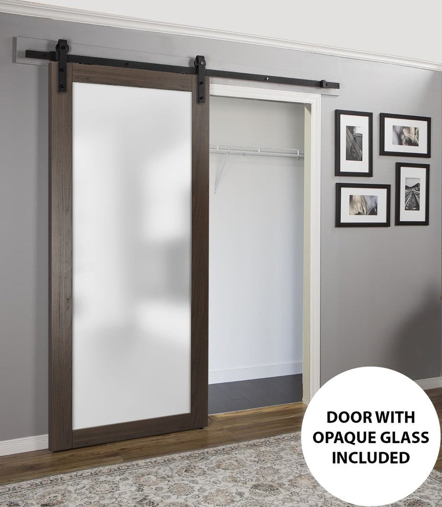 Planum 2102 Interior Sliding Barn Door 36x84 Chocolate Ash & Hardware Rail 6.6ft