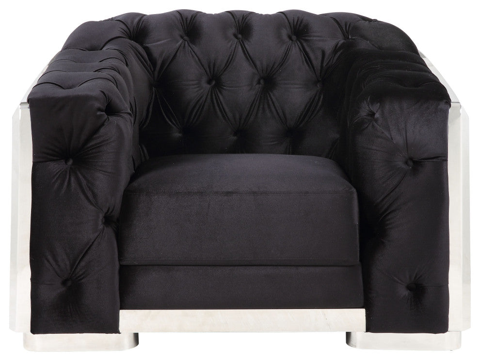 ACME Pyroden Chair, Black Velvet and Chrome