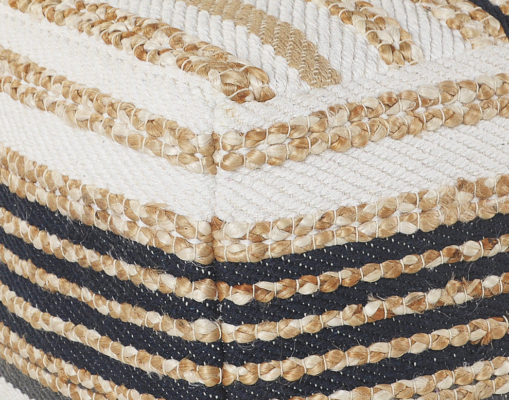 Classic Tri-Colored Natural Jute Pouf