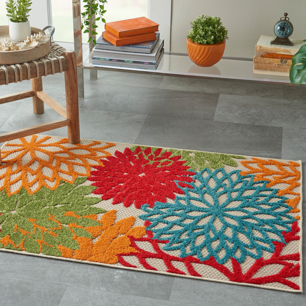Nourison Aloha 3' x 5' Green Tropical Area Rug