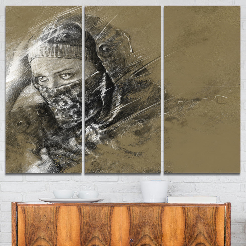 "Exotic Arabic Woman" Digital Metal Wall Art, 3 Panels, 36"x28"