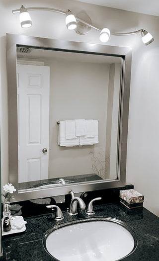 Meade Framed Wall Mirror, Silver, 26"x32"