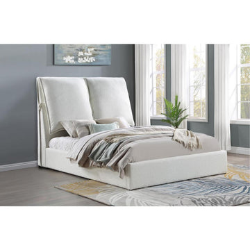 Gwendoline Upholstered Queen Platform Bed with Pillow Headboard White