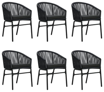 vidaXL Patio Dining Set 7 Piece Black Garden Outdoor Table and Chair Furniture