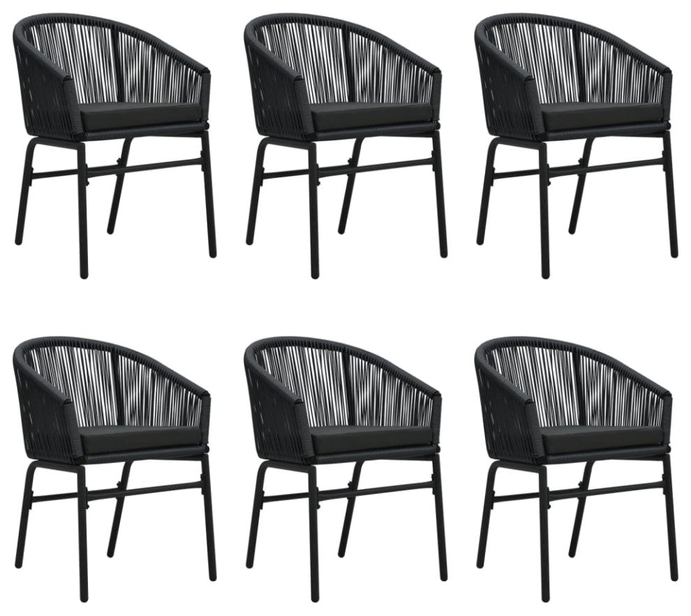 vidaXL Patio Dining Set 7 Piece Black Garden Outdoor Table and Chair Furniture