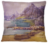 Purple Hills Landscape Printed Throw Pillow, 18"x18"