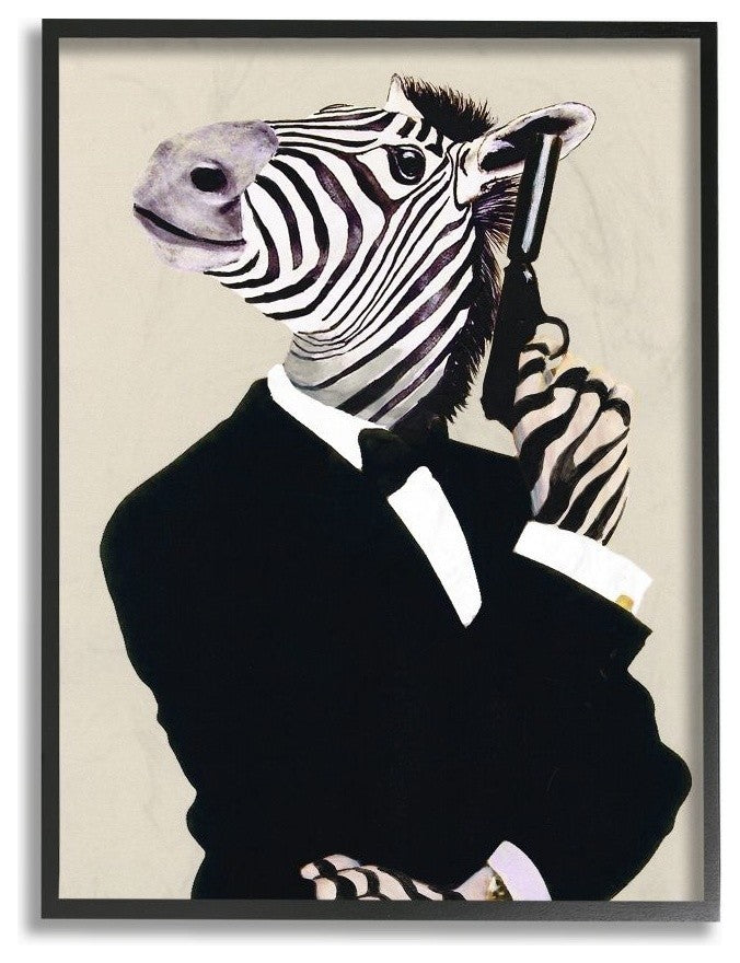 Secret Agent James Bond Zebra, Framed, 24"x30"