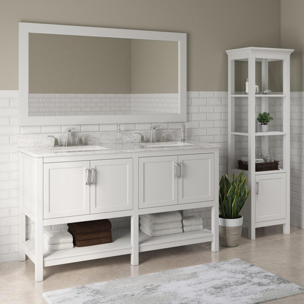 Rectangular MDF Framed Wall Mounted Bathroom Mirror, Whiteï¼›
