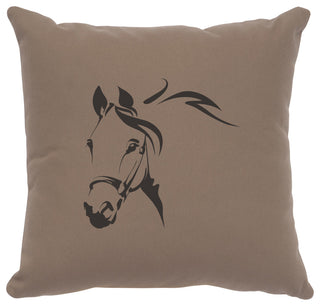 Image Pillow 16x16 Horse Profile Cotton Taupe