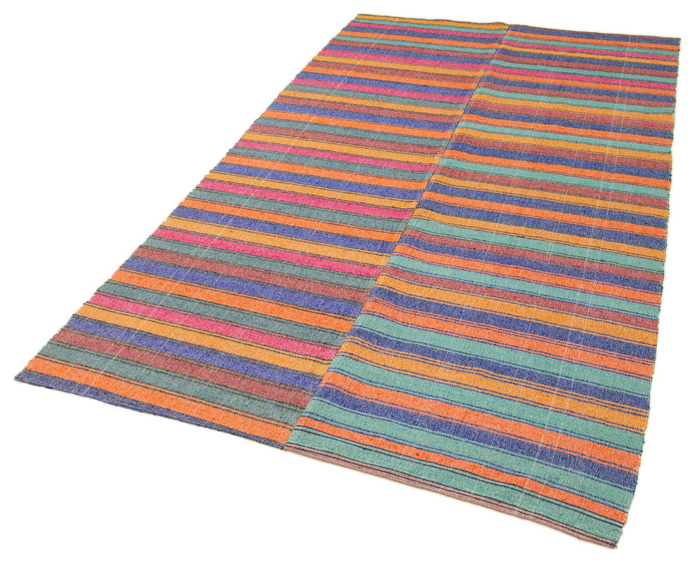 Rug N Carpet - Handmade Turkish 4' 8'' x 8' 6'' Rustic Wool Kilim Rug