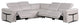 Giovanni 5-Piece 3-Power Reclining Italian Leather Sectional, Light Gray