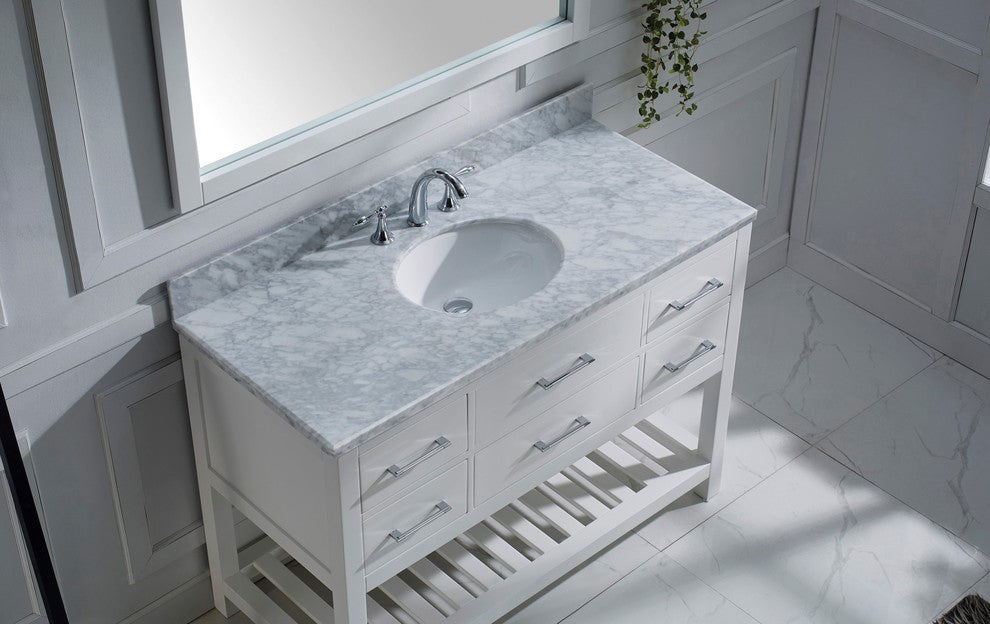 Caroline Estate 48" Single Bathroom Vanity Set, White, Italian Carra