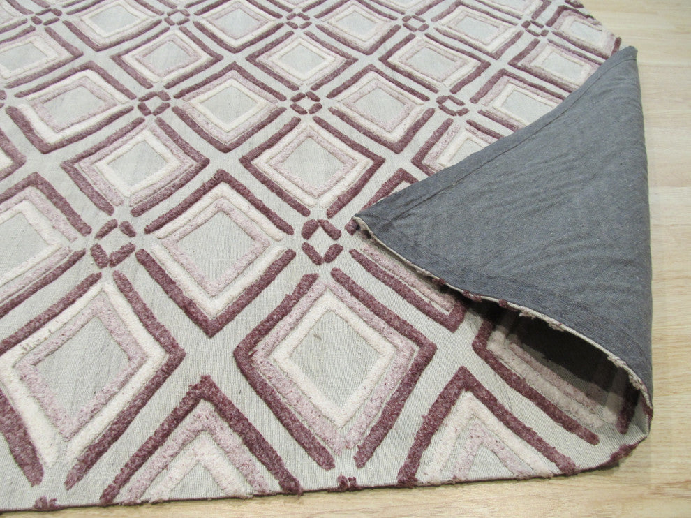 Purple Contemporary Geometric Raga Area Rug