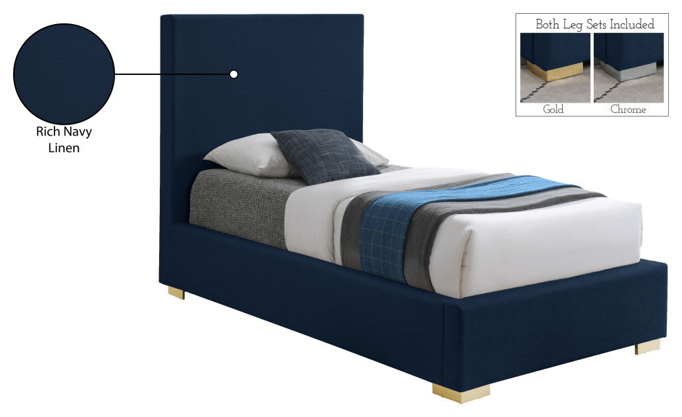 Crosby Linen Upholstered Bed, Navy, Twin