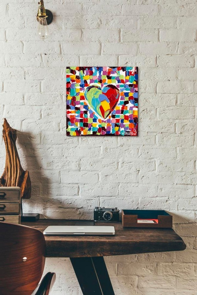 Mosaic Heart I' by Carolee Vitaletti Giclee Canvas Wall Art, 12"x12"