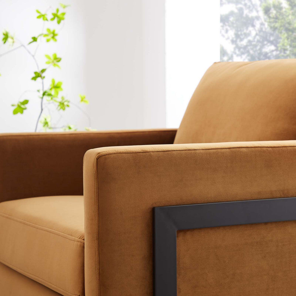 Accent Chair, Velvet, Metal, Black Brown, Modern, Living Lounge Hospitality