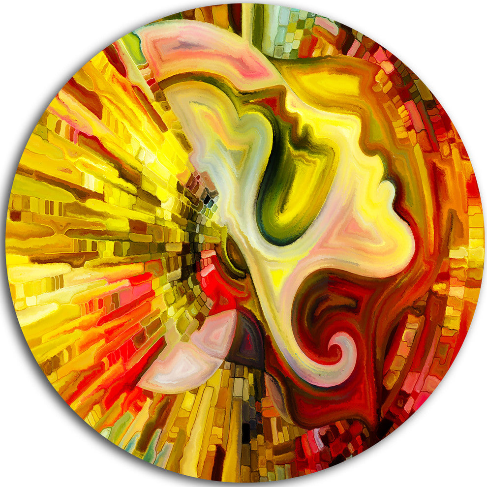Beyond Inner Paint, Abstract Round Metal Wall Art, 11"