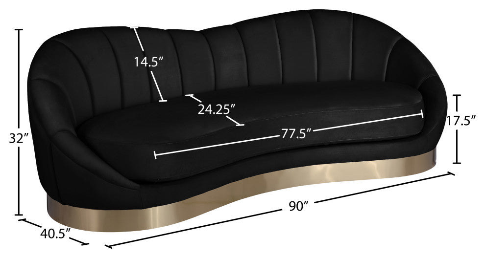 Shelly Velvet Upholstered Sofa, Black