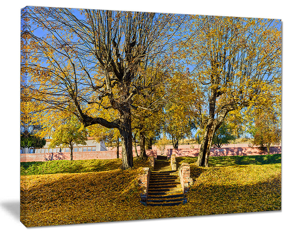 "Stone Stairs in Park in Fall" Landscape Wall Art, 20"x12"