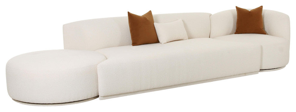 Fickle Cream Boucle 3-Piece Chaise Modular Sofa