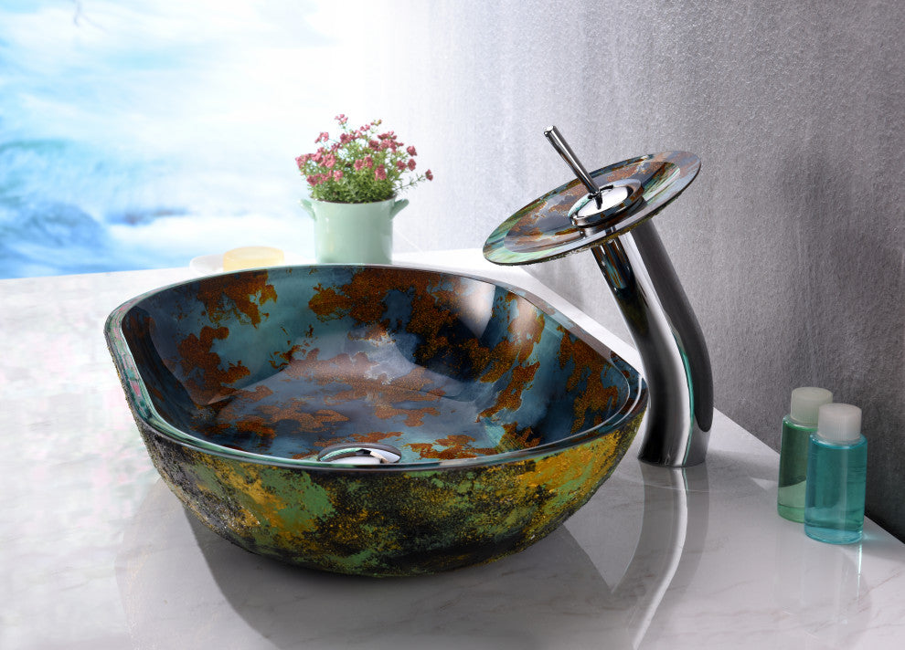 ANZZI Avao Series Tempered Glass Bathroom Vessel Sink