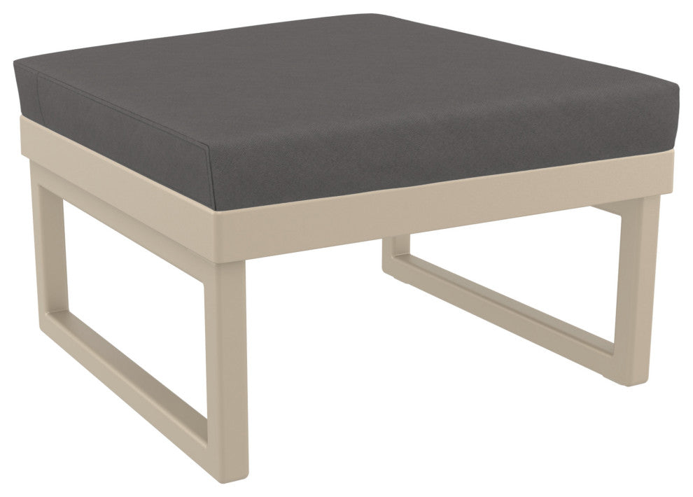 Mykonos Ottoman Taupe With Acrylic Fabric Charcoal Cushion