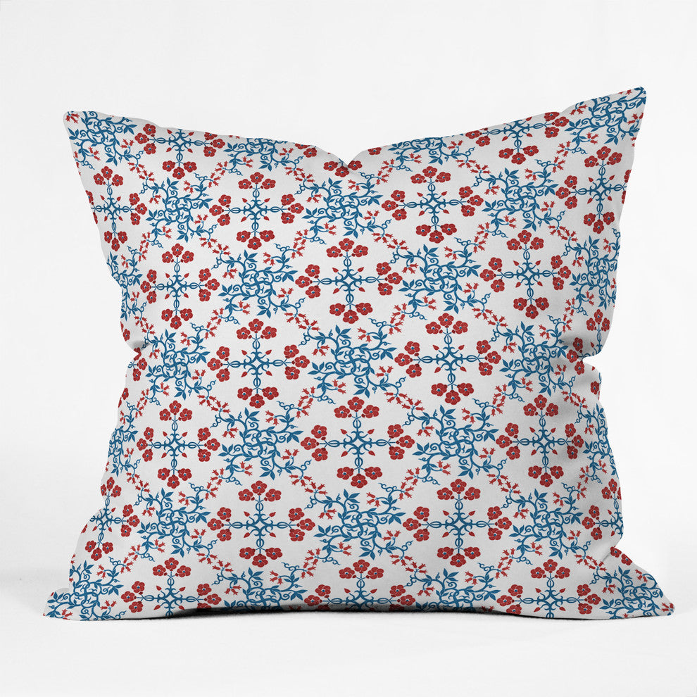 Belle13 Retro Floral Pattern Throw Pillow, 16"x16"