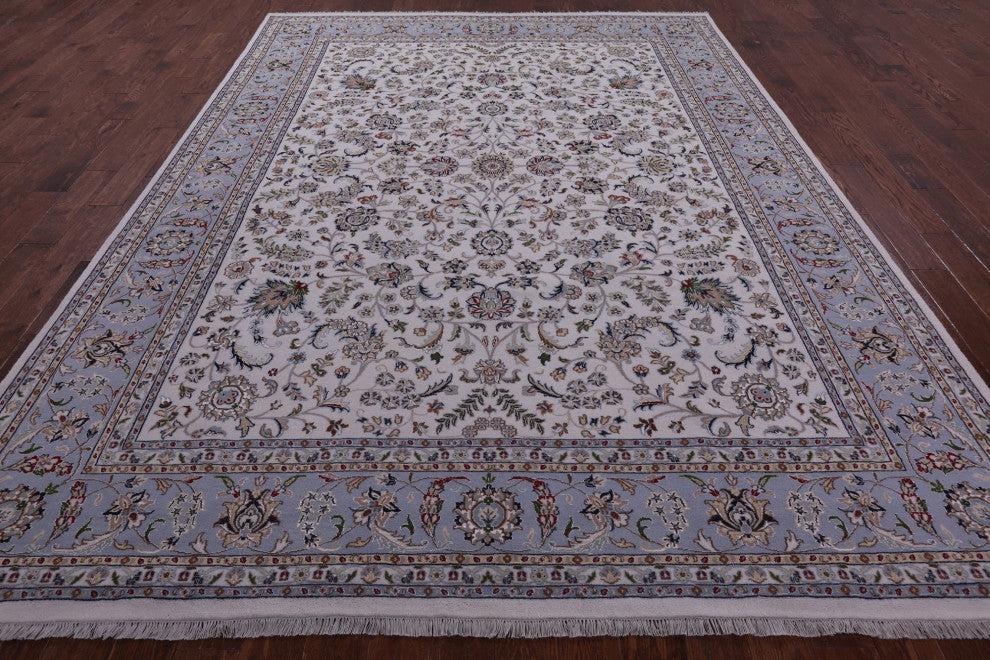 8' 11" X 12' 2" Persian Nain Hand-Knotted Wool & Silk Rug - Q14764