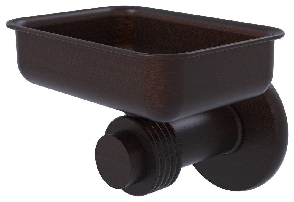 Mercury Wall Mounted Soap Dish with Groovy Accents, Venetian Bronze