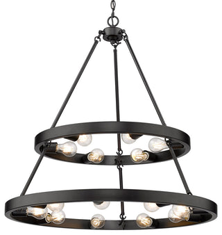 Golden Lighting 1019-69 Castile 15 Light 32"W Ring Chandelier - Matte Black
