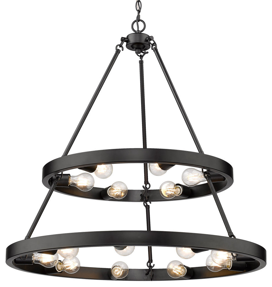 Golden Lighting 1019-69 Castile 15 Light 32"W Ring Chandelier - Matte Black
