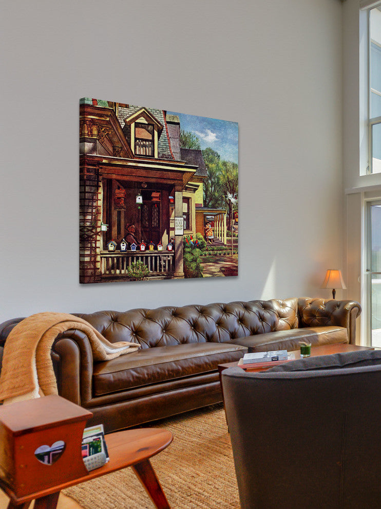 "Birdhouse Builder" Painting Print on Canvas by John Falter