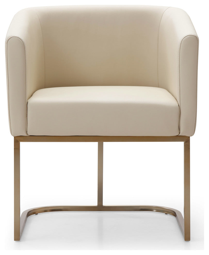 Modrest Yukon Modern Beige Bonded and Antique Brass Dining Chair