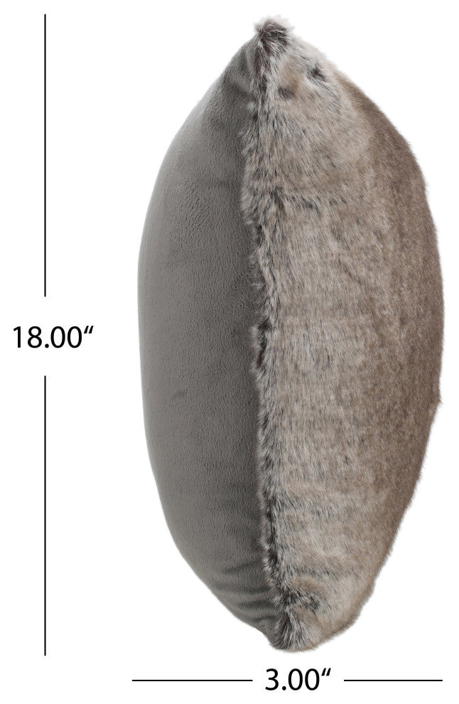 GDF Studio Elise Modern Glam Faux Fur Throw Pillow, Ash White, 2